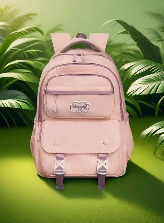 Beautiful Sweet Pink Backpack, Student Backpack, Ergonomic Backpack, Lightweight Backpack, Adjustable Shoulder Strap Backpack, Minimalist Aesthetic Student Backpack, Fashionable And Practical New Favorite  - Image 1