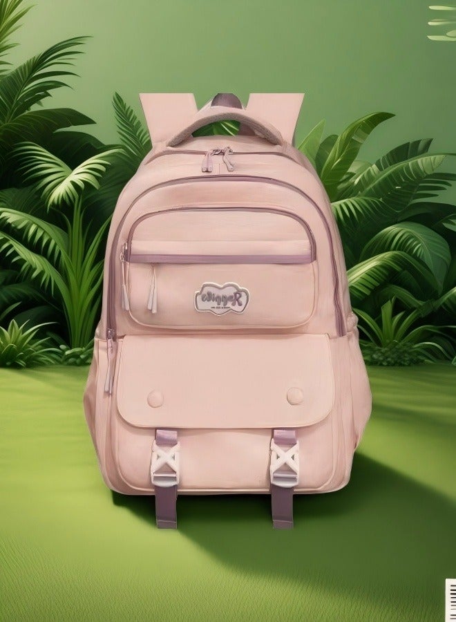 Beautiful Sweet Pink Backpack, Student Backpack, Ergonomic Backpack, Lightweight Backpack, Adjustable Shoulder Strap Backpack, Minimalist Aesthetic Student Backpack, Fashionable And Practical New Favorite  - Image 2