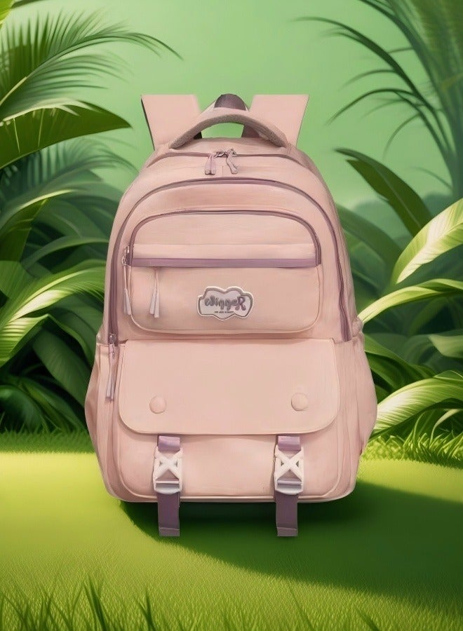 Beautiful Sweet Pink Backpack, Student Backpack, Ergonomic Backpack, Lightweight Backpack, Adjustable Shoulder Strap Backpack, Minimalist Aesthetic Student Backpack, Fashionable And Practical New Favorite  - Image 3