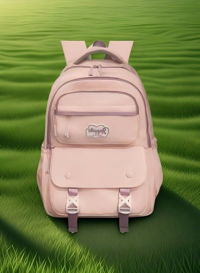 Beautiful Sweet Pink Backpack, Student Backpack, Ergonomic Backpack, Lightweight Backpack, Adjustable Shoulder Strap Backpack, Minimalist Aesthetic Student Backpack, Fashionable And Practical New Favorite  - Image 4