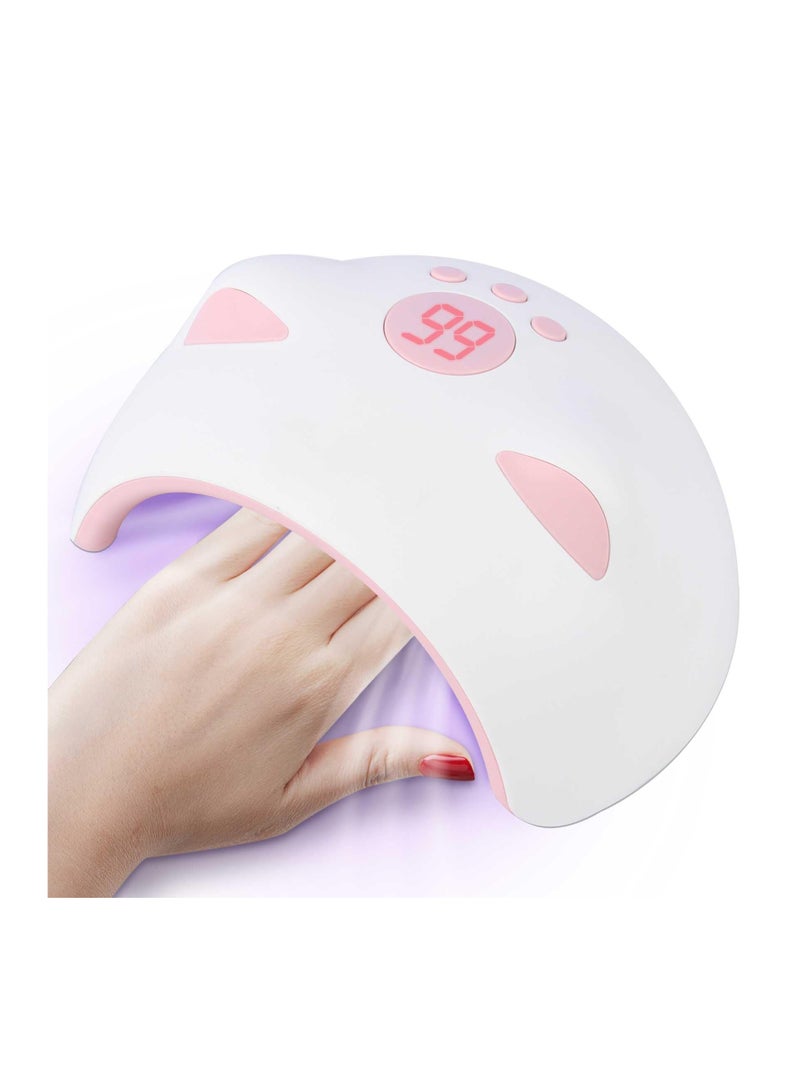 KASTWAVE UV LED Nail Lamp, Cat Claw Shape Nail Dryer Gel Polish Light, Portable 60W Nail Lamp Professional Fast Curing nail Dryer with 3 Timer Setting, White - Image 1