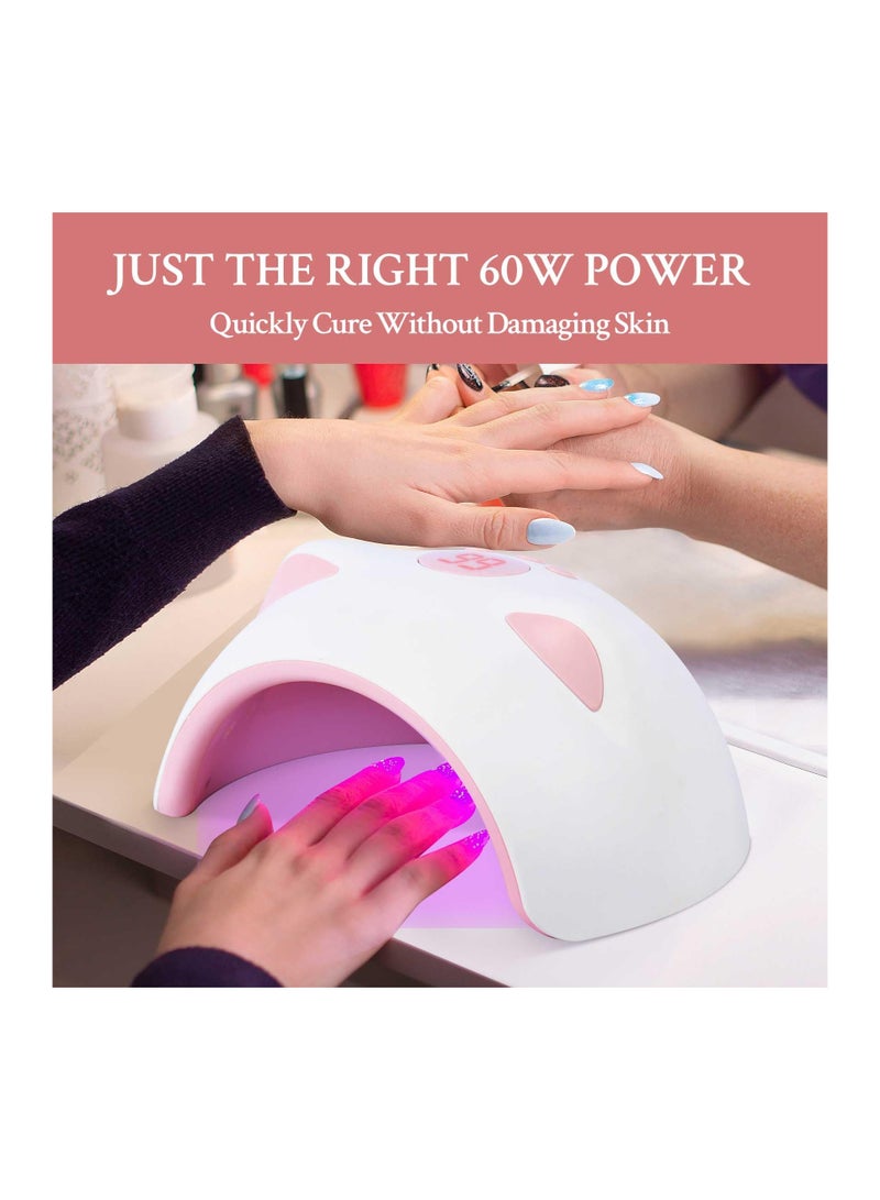 KASTWAVE UV LED Nail Lamp, Cat Claw Shape Nail Dryer Gel Polish Light, Portable 60W Nail Lamp Professional Fast Curing nail Dryer with 3 Timer Setting, White - Image 2