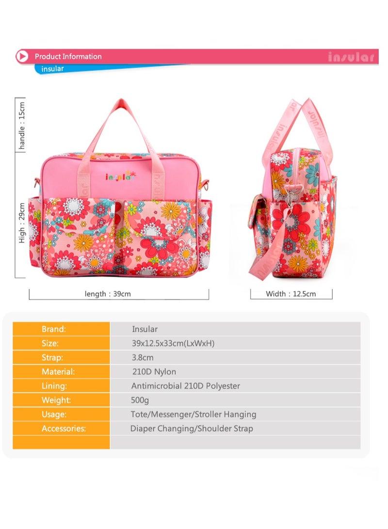انسولار Multifunctional Flower Print Travel Nappy Bag With High-Quality Material - Image 2