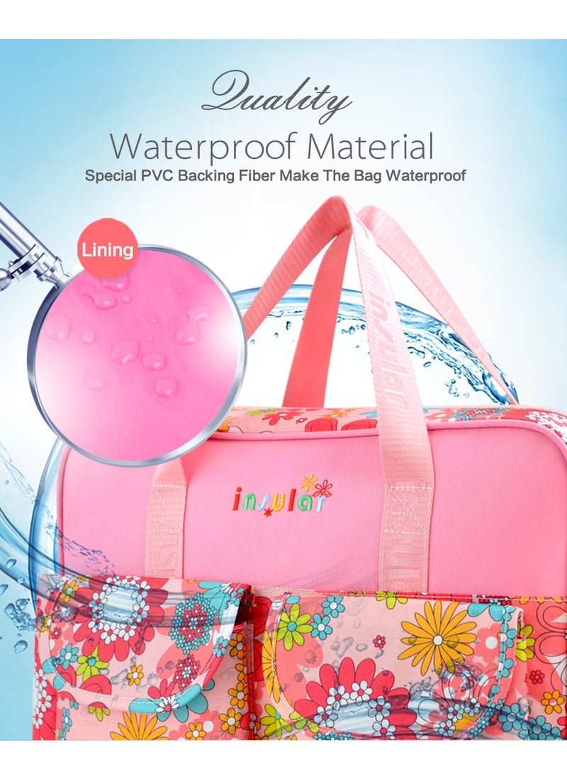 انسولار Multifunctional Flower Print Travel Nappy Bag With High-Quality Material - Image 5