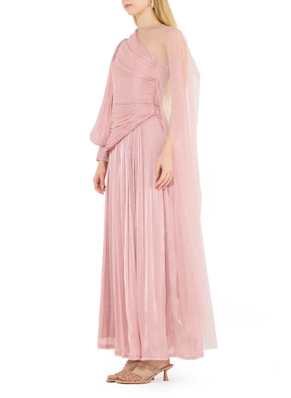 Amri One-Shoulder Ruched Flutter Dress