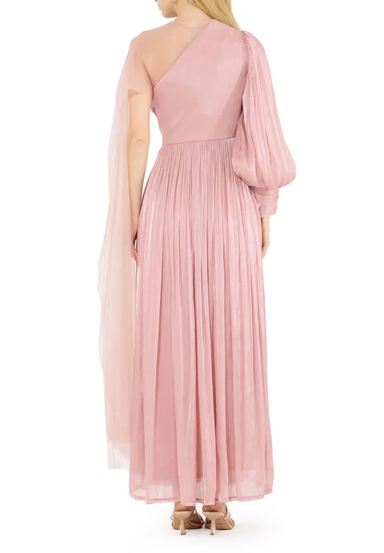 امري One-Shoulder Ruched Flutter Dress