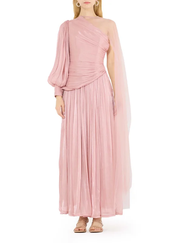 Amri One-Shoulder Ruched Flutter Dress