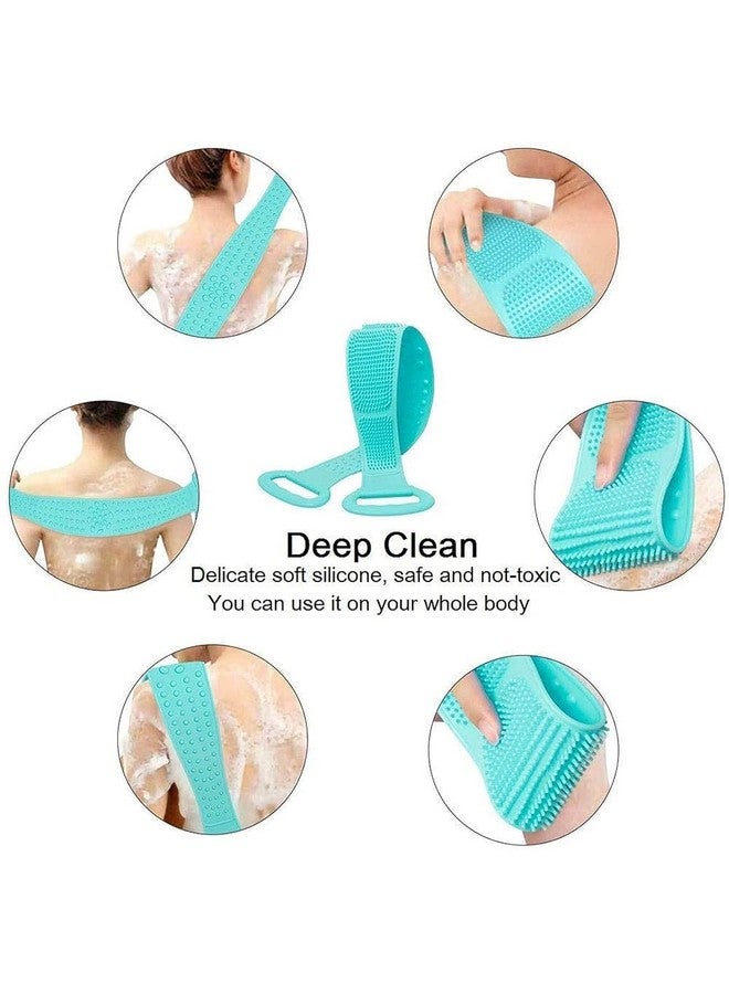 Plenteous Silicone Body Back Scrubber Bath Brush Washer For Dead Skin Removal Men, Women Silicon belt for Bathroom Backside Cleaning Multicolor - Image 3