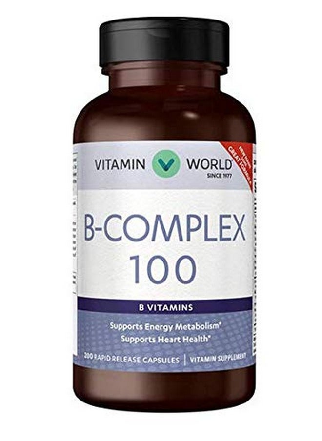 VITAMIN WORLD B-Complex 100 B-Vitamins 200 Rapid Release Capsules 