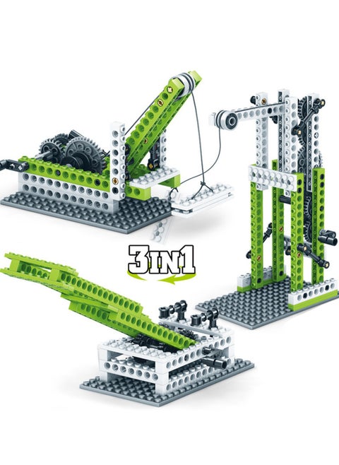 Children's Science And Education Plastic Toys Power Principle Engineering Machinery Set Small Particle Building Blocks(Three Forms Of Tower Crane)