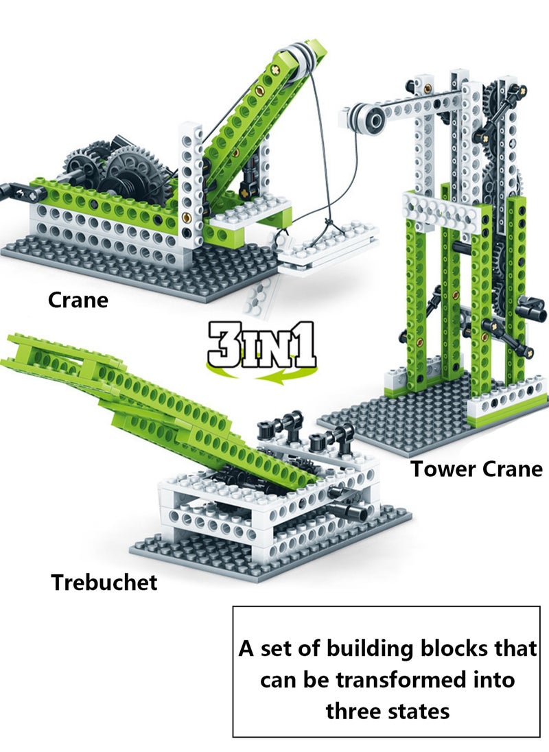 Children's Science And Education Plastic Toys Power Principle Engineering Machinery Set Small Particle Building Blocks(Three Forms Of Tower Crane)  - Image 2