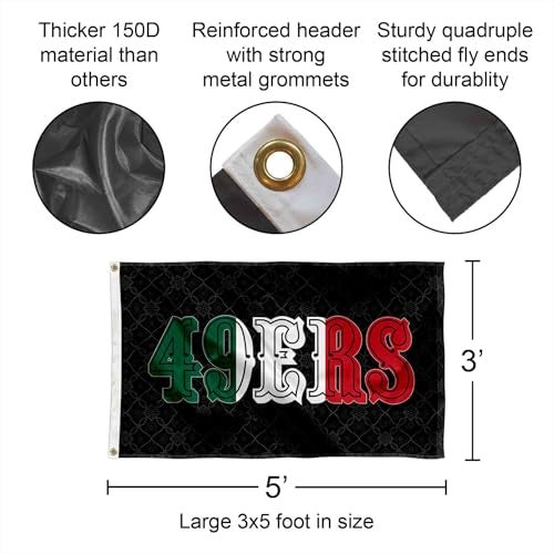 WinCraft San Francisco 49ers Mexico Mexican Colors Flag Outdoor Indoor 3x5 Foot Banner - Image 3