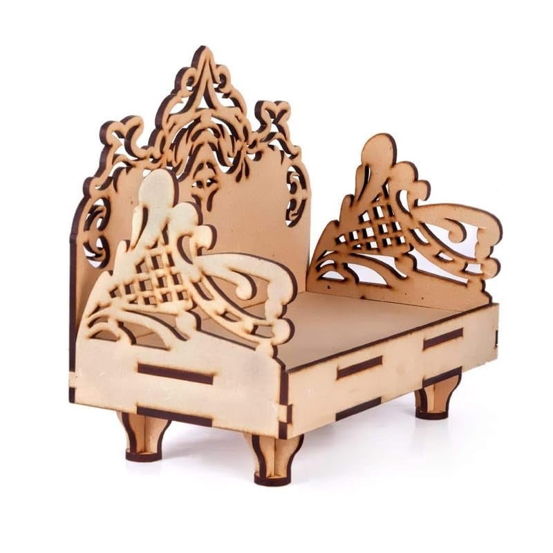 NINGALA ENTERPRISE NINGALA ENTERPRISE Dhyani Singhasan for Laddu Gopal Pooja Mandir 13D x 23W x 20H cm creem  - Image 3