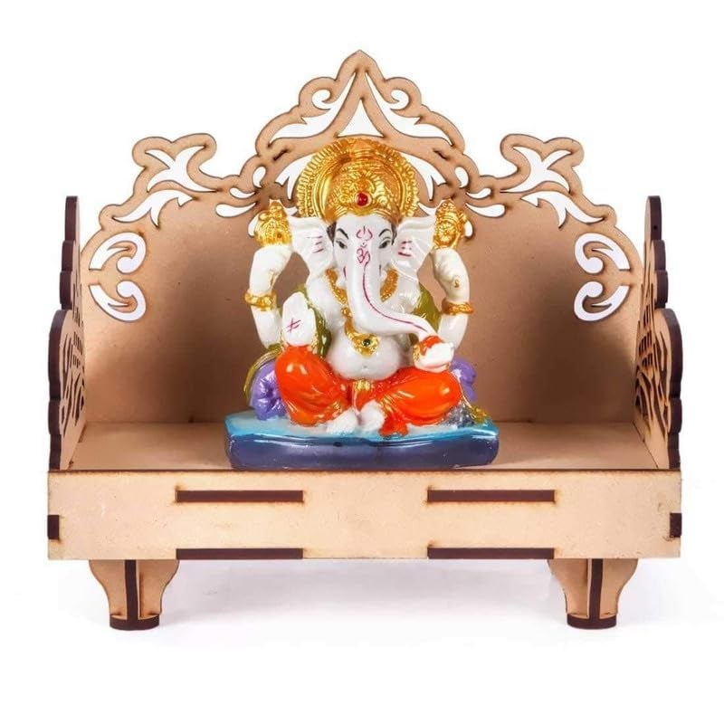 NINGALA ENTERPRISE NINGALA ENTERPRISE Dhyani Singhasan for Laddu Gopal Pooja Mandir 13D x 23W x 20H cm creem  - Image 1