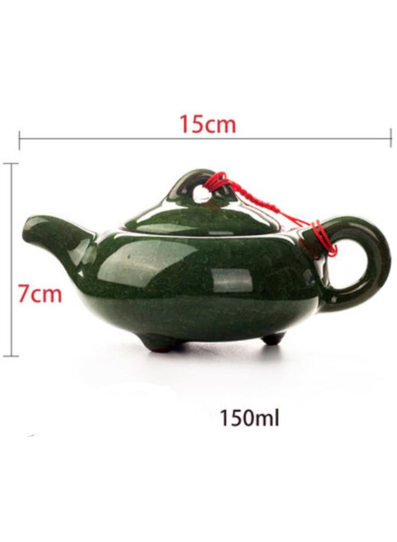 Jingke Pure Hand-made Teapots Kung Fu Teapots Household Teapots Exquisite Ceramic Tea Sets,Malachite Green Ice Cracked Teapot 150ml - Image 2