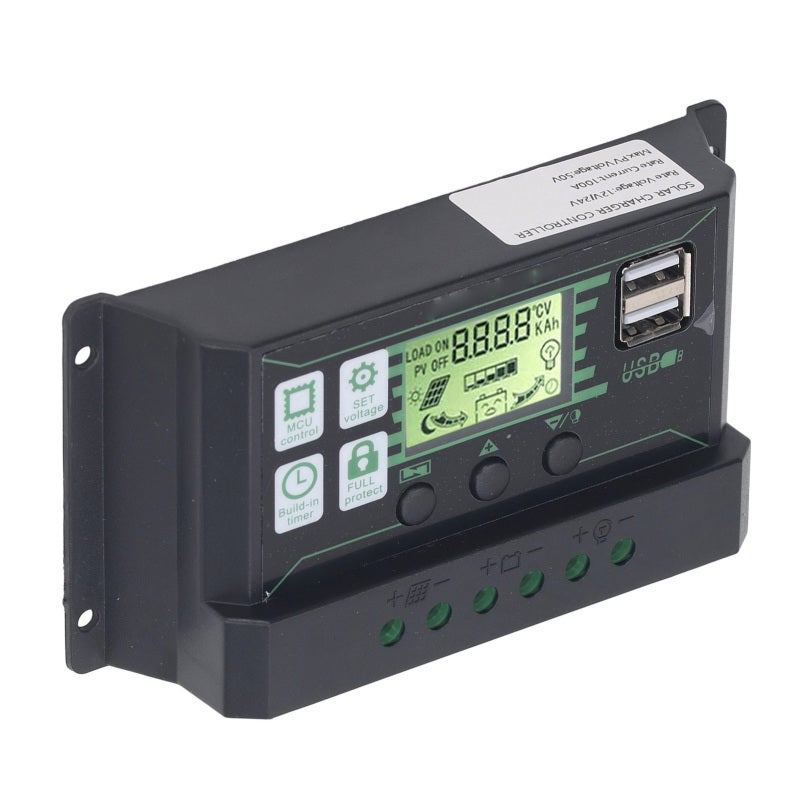 PWM Solar Charge Controller 20A 12V 24V - Intelligent 3-Stage Charging Lcd Display Controller With Dual 5V 2A Usb Output Automatic Power Off Multiple Protection for Home Industry Business - Image 2