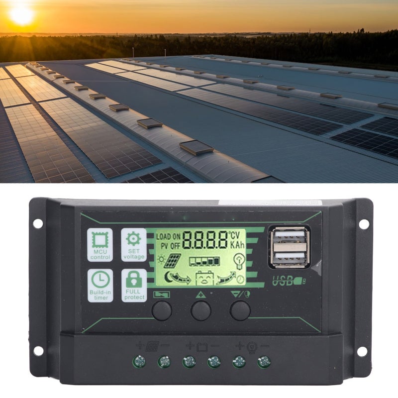PWM Solar Charge Controller 20A 12V 24V - Intelligent 3-Stage Charging Lcd Display Controller With Dual 5V 2A Usb Output Automatic Power Off Multiple Protection for Home Industry Business - Image 4