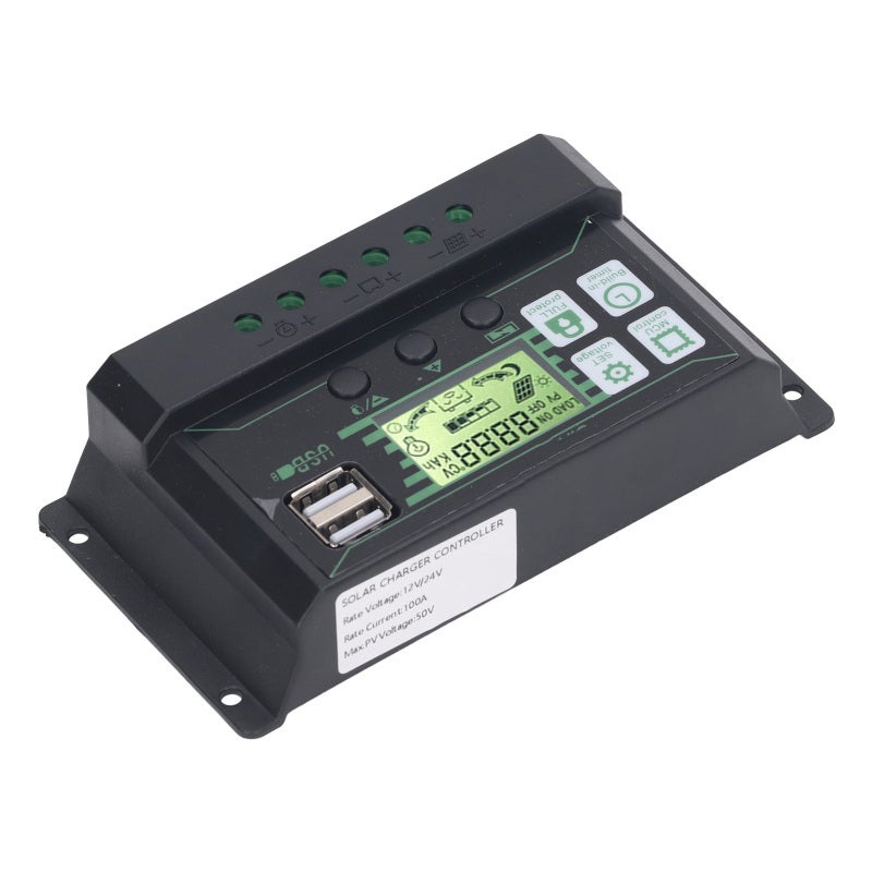 PWM Solar Charge Controller 20A 12V 24V - Intelligent 3-Stage Charging Lcd Display Controller With Dual 5V 2A Usb Output Automatic Power Off Multiple Protection for Home Industry Business - Image 1