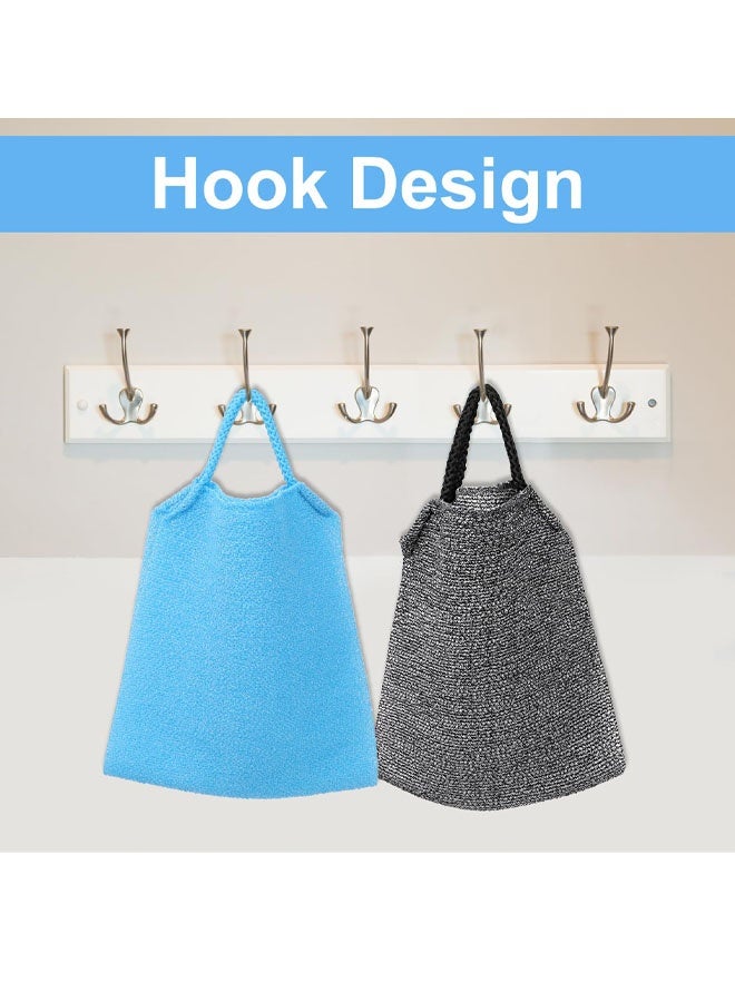 قطعتان من ليفة تقشير الظهر المصنوعة من النايلون، مناسبة للاستحمام، طويلة، قابلة للتمدد، على شكل منشفة جسم كورية مزودة بمقابض. - Image 5