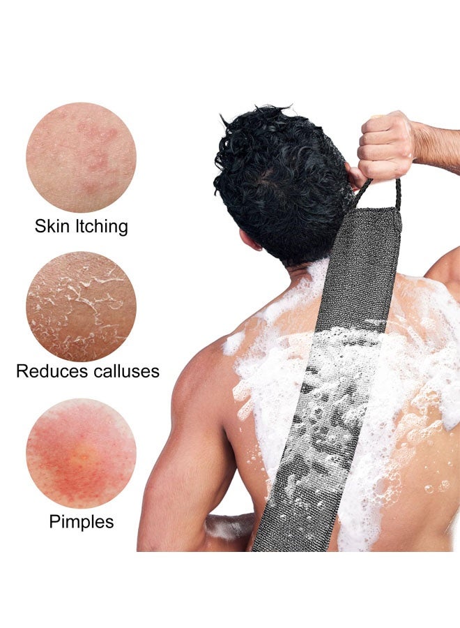 قطعتان من ليفة تقشير الظهر المصنوعة من النايلون، مناسبة للاستحمام، طويلة، قابلة للتمدد، على شكل منشفة جسم كورية مزودة بمقابض. - Image 3