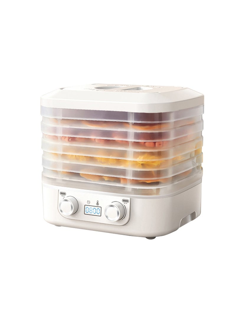 ET-LIFE - Food Dehydrator Machine 5 Trays With Digital Timer And Temperature Control For Fruit Vegetable Meat Beef Jerky 160W HM-801 White - Image 1