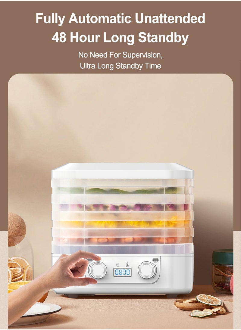 ET-LIFE - Food Dehydrator Machine 5 Trays With Digital Timer And Temperature Control For Fruit Vegetable Meat Beef Jerky 160W HM-801 White - Image 1