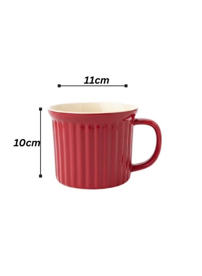 داني هوم كوب سيراميك أحمر بتصميم مخطط من داني هوم – سعة 500 مل - Image 4