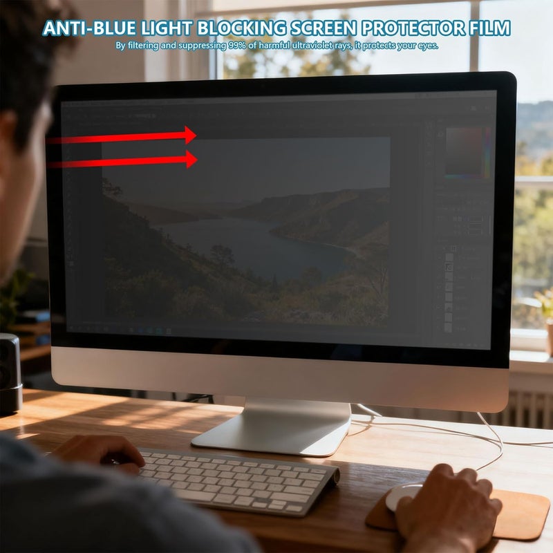 Anti Glare Anti Rays Screen Protector for Wide Laptops Featuring Side Privacy and Flexible Frame Hooks Flexible Hook Oppose Screen Film - Image 2