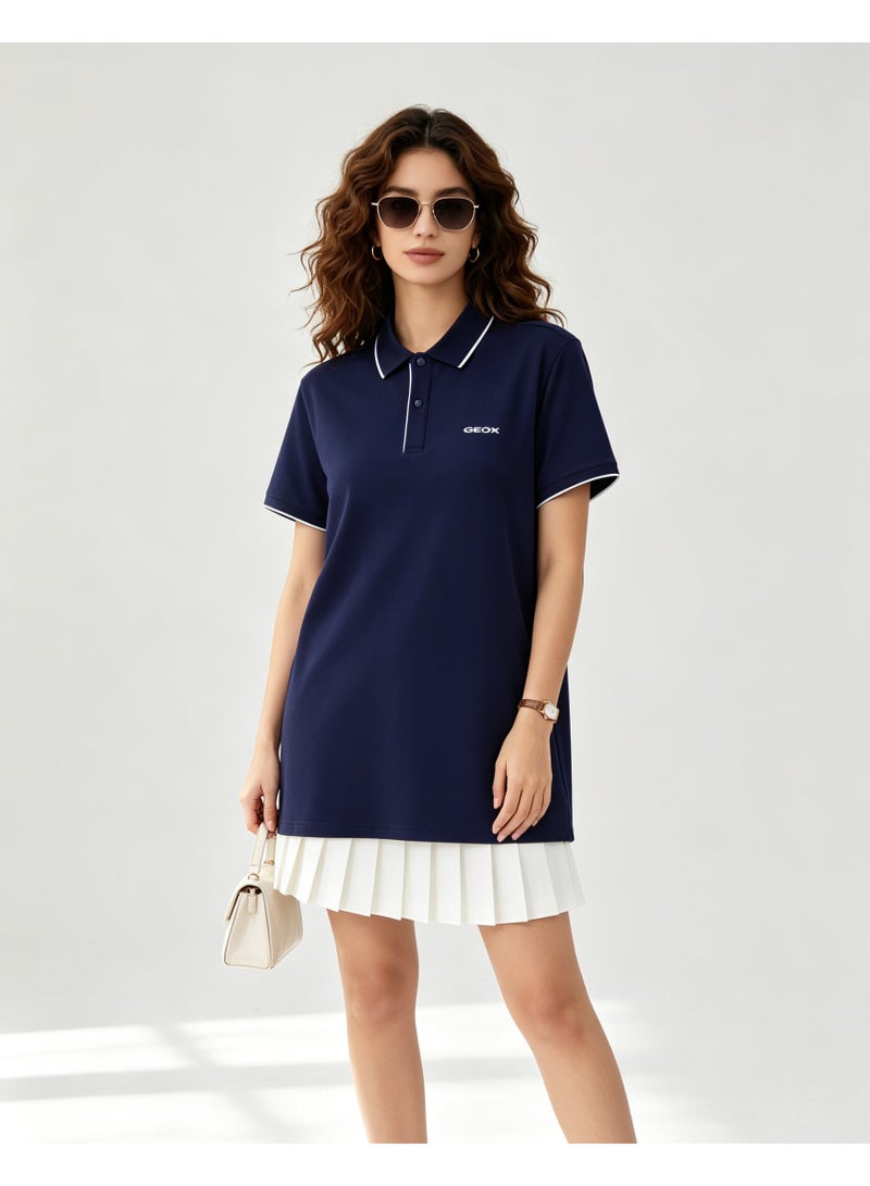 GEOX Men Contrast Trim Short Sleeve Polo Shirt Casual Daily Summer Top Navy Blue - Image 3