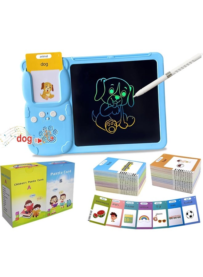 هالامودو ألعاب الأطفال الصغار اللغة الإنجليزية تتحدث بطاقات فلاش ، موارد التعلم في رياض الأطفال 112 كلمات بصرية مع لوحة الرسم للتحدث Doodling ، ألعاب الحسية للأطفال المصابين بالتوحد ، الأولاد والبنات 2 3 4 5 6 ، الأزرق - Image 1