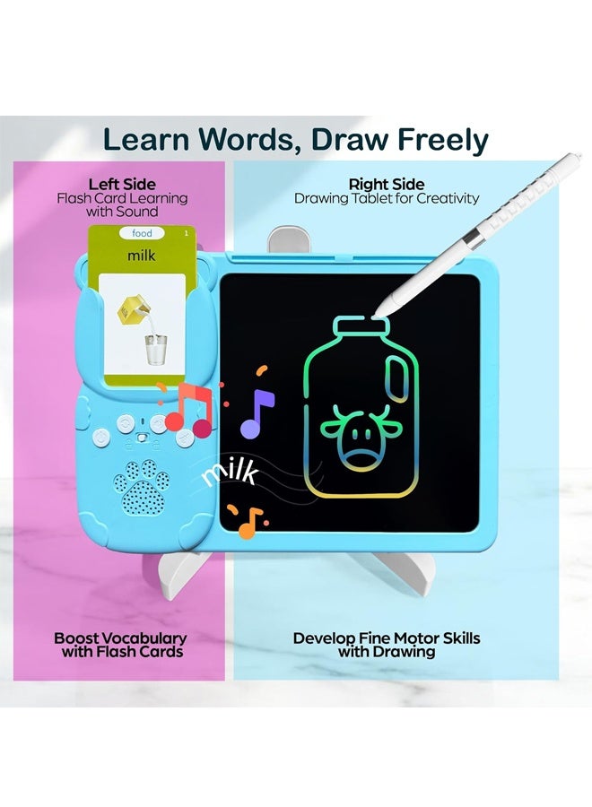 هالامودو ألعاب الأطفال الصغار اللغة الإنجليزية تتحدث بطاقات فلاش ، موارد التعلم في رياض الأطفال 112 كلمات بصرية مع لوحة الرسم للتحدث Doodling ، ألعاب الحسية للأطفال المصابين بالتوحد ، الأولاد والبنات 2 3 4 5 6 ، الأزرق - Image 2
