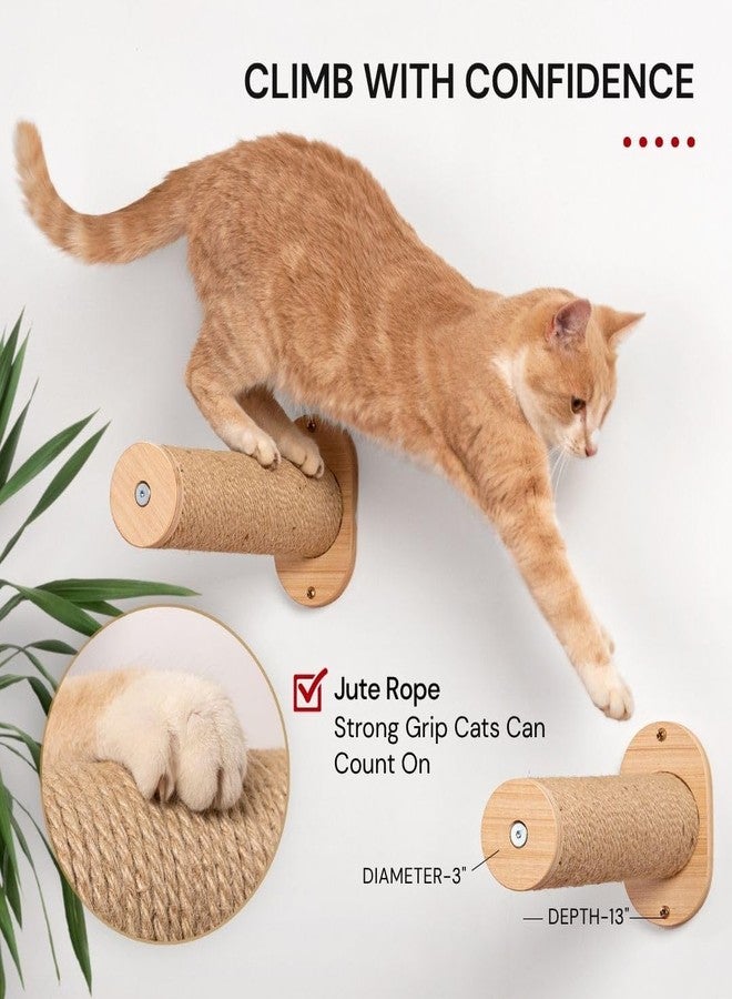 7 Ruby Road Cat Wall Steps for Indoor Cats to Climb, Wooden Cat Climbing Shelves with Jute Rope Stairs for Large Cats, Modern Wall Mounted Furniture 2Pcs Shelf Set, 13" (Salto) - Image 3