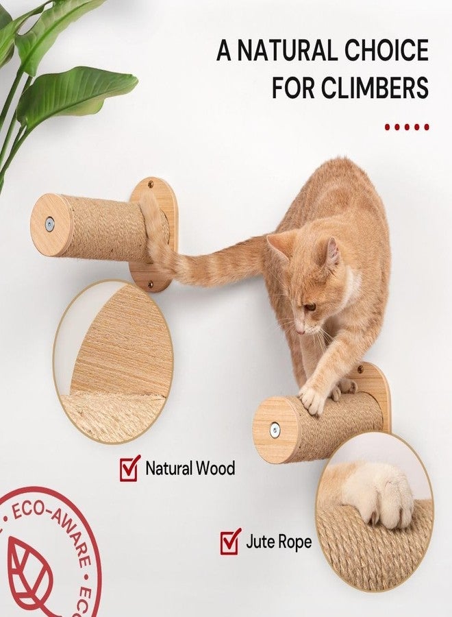 7 Ruby Road Cat Wall Steps for Indoor Cats to Climb, Wooden Cat Climbing Shelves with Jute Rope Stairs for Large Cats, Modern Wall Mounted Furniture 2Pcs Shelf Set, 13" (Salto) - Image 4