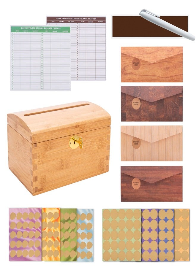 Three Way Cut 100 Envelopes Money Saving Challenge Kit with Wooden Box -5050 & 7000 Dollars Cash Savings, 100Pcs Money Challenge Envelopes And Box, Trendy Tiktok & Youtube 100 Envelope Challenge Kit - Image 1