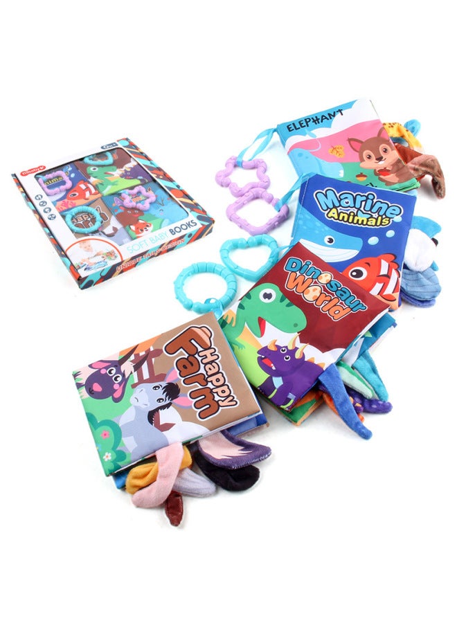 Tiibaby Baby Cloth Book Animal Three-dimensional Tail Early Education Cloth Book Educational Toys Newborn Baby Cloth Book - Image 1