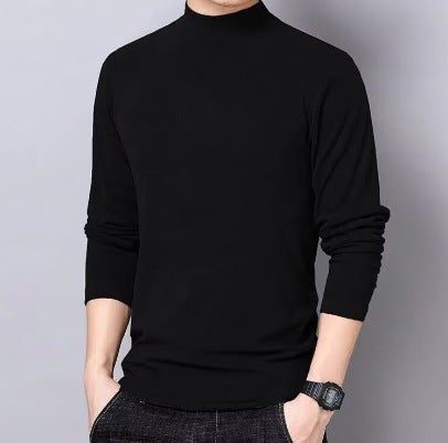 Mens Work Wear Semi-high Collar Base Shirt Mens Autumn Winter Long-sleeved T-shirt Thermal Underwear Inner Autumn Jacket Cotton Coffee  - Image 3