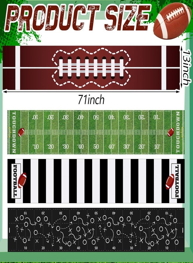 Sliner 4 Pcs Football Table Runner Football Centerpieces for Table Football Themed Party Decor Football Centerpieces for Boy Sports Football Party Football Kitchen Dining Table Runner 13 x 71 Inch - Image 2