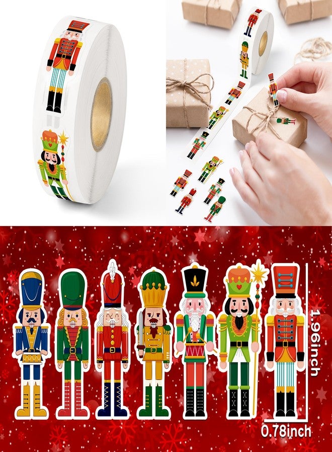 Kirako 500Pcs Christmas Nutcracker Stickers Roll Cute King Soldier Figures Self Adhesive Labels Decals Xmas Winter Holiday DIY Craft Decor School Reward Giveaways Party Favors Gift for Kids, 7 Designs - Image 2