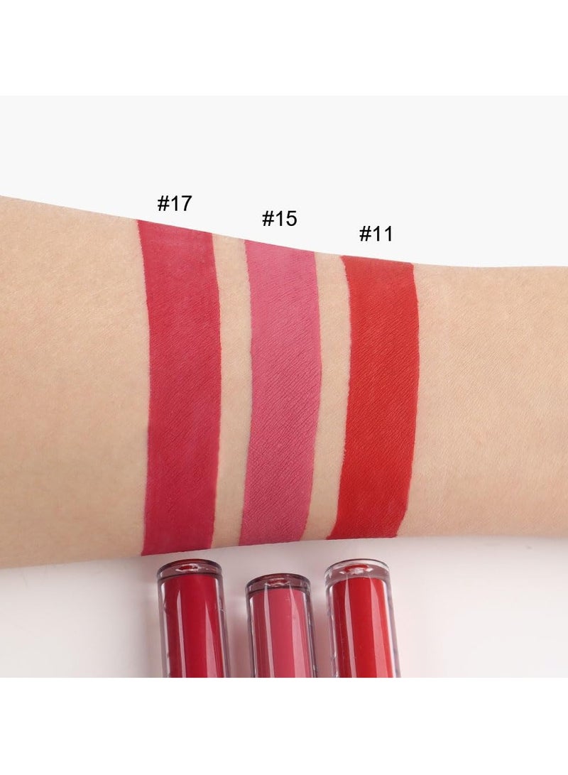 Excefore Velvet Matte Lip Gloss Lip Stick Makeup for Women, 3Pcs Matte Lipsticks Sets, Long Lasting Waterproof Non-Stick Cup Non-Drying 24 Hours (Pink, Bright Red, Dark Red) - Image 5