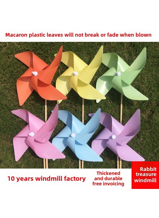 Plastic Cherry Blossom Internet Red Macaron Windmill Dance Props Handheld Wooden Pole Rotating Kindergarten Color Outdoor-Color:Five-leaf Pure And Elegant Lotus-Specifications:20 Pieces (free 10m Wire Ropes)  - Image 4