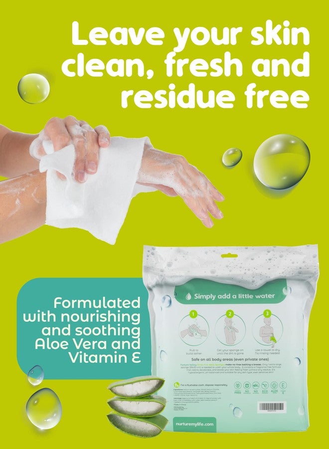 Nurture Valley Sponge Bath Wipes - Large Disposable Wash Cloths for Adults, Seniors, Bedridden, Home Care | Post Surgery Cleansing, Elderly or Disabled Patients | No Rinse Camping Travel Essentials - Image 3