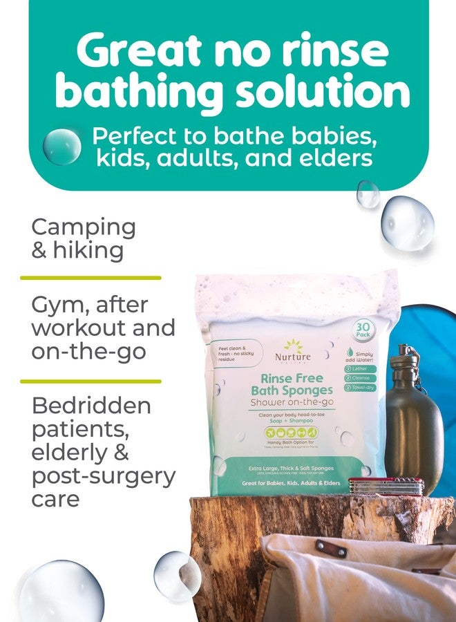 Nurture Valley Sponge Bath Wipes - Large Disposable Wash Cloths for Adults, Seniors, Bedridden, Home Care | Post Surgery Cleansing, Elderly or Disabled Patients | No Rinse Camping Travel Essentials - Image 4