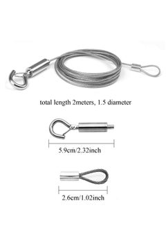 Generic Picture Hanging Rope Wire, 2 Pcs Stainless Steel Wire with Loop and Hook 1.5 mm x 2 m Heavy Duty Frame Hanger Rope for Light Lamp Hardware, Supports up to 20 KG  - Image 4