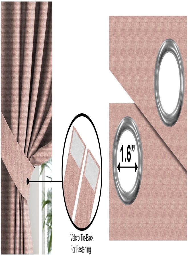 Casableu Slubby 2 Piece Polyester Eyelets (Steel) Blackout Curtains with Tie Back, Bedroom Living Room (Light Pink, 7 Ft x 4.2 Ft) - Image 5