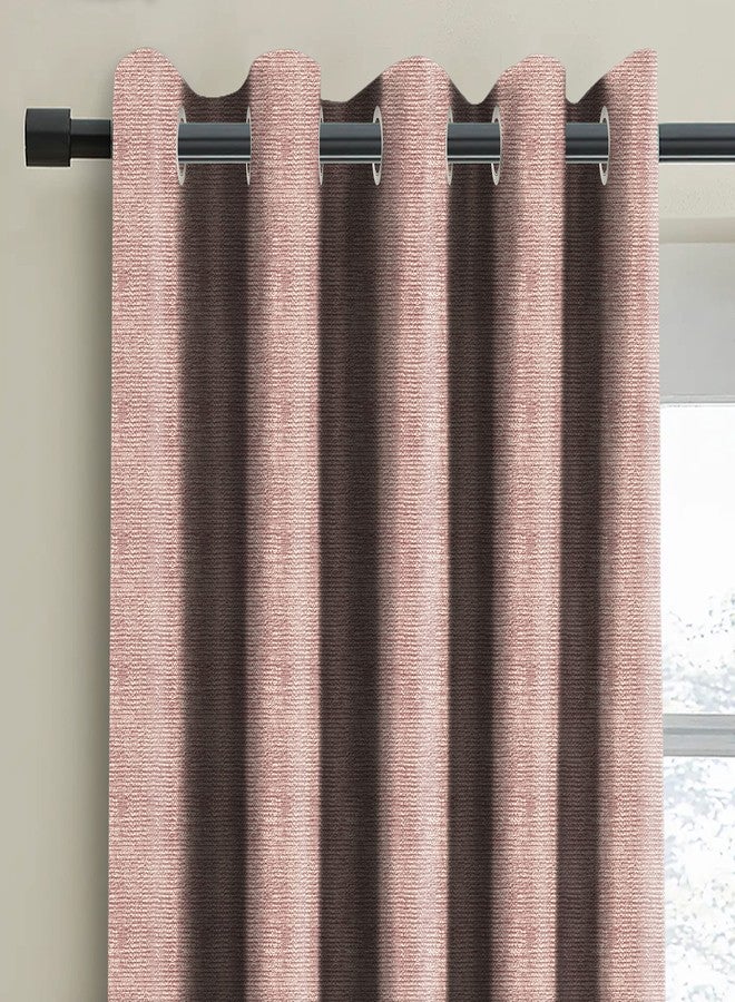 Casableu Slubby 2 Piece Polyester Eyelets (Steel) Blackout Curtains with Tie Back, Bedroom Living Room (Light Pink, 7 Ft x 4.2 Ft) - Image 2