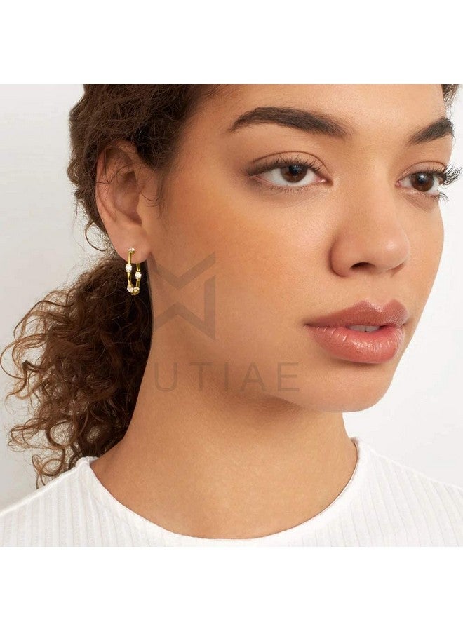 MINUTIAE Base Metal Cubic Zirconia Crystal Earrings For Women (Gold) - Image 5