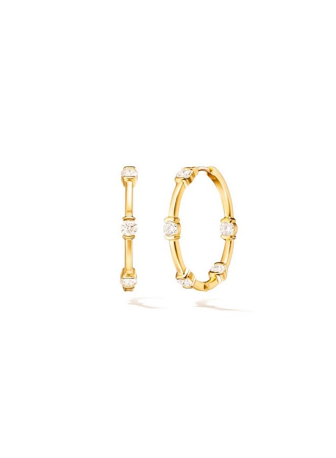 MINUTIAE Base Metal Cubic Zirconia Crystal Earrings For Women (Gold) - Image 1