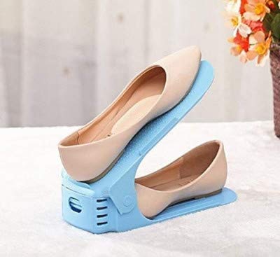 Skyzone Shoe Holder Plastic Space Saving Rack Stand Folding Slots Organizer Holder Closet for Sandals Slipper Heels Boots Flip-Flops (Pack of 6) - Image 3