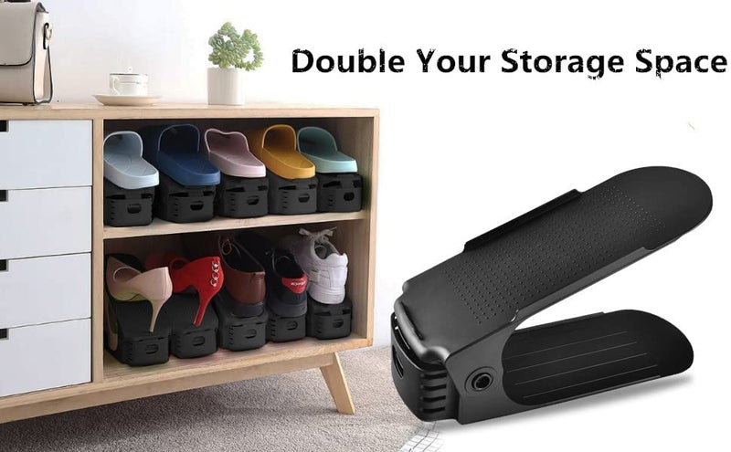 Skyzone Shoe Holder Plastic Space Saving Rack Stand Folding Slots Organizer Holder Closet for Sandals Slipper Heels Boots Flip-Flops (Pack of 6) - Image 4