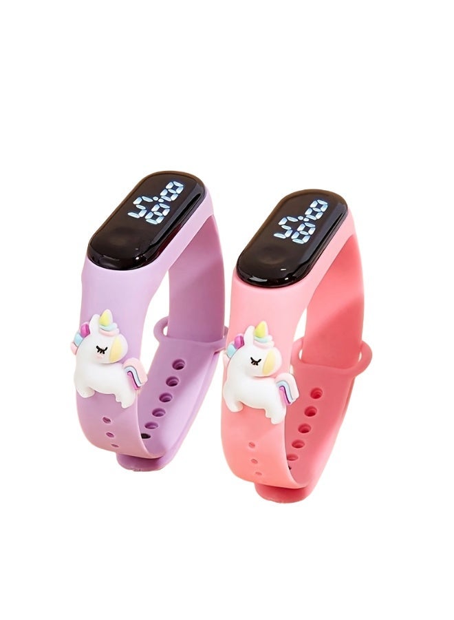2 PCS Children Wristwatches,Cartoon Design,Silicone strap.LED Electronic - Image 1
